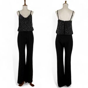 Parker‎ Black Perth Jumpsuit Women's 2 Sleeveless Sequin Cowl Neck